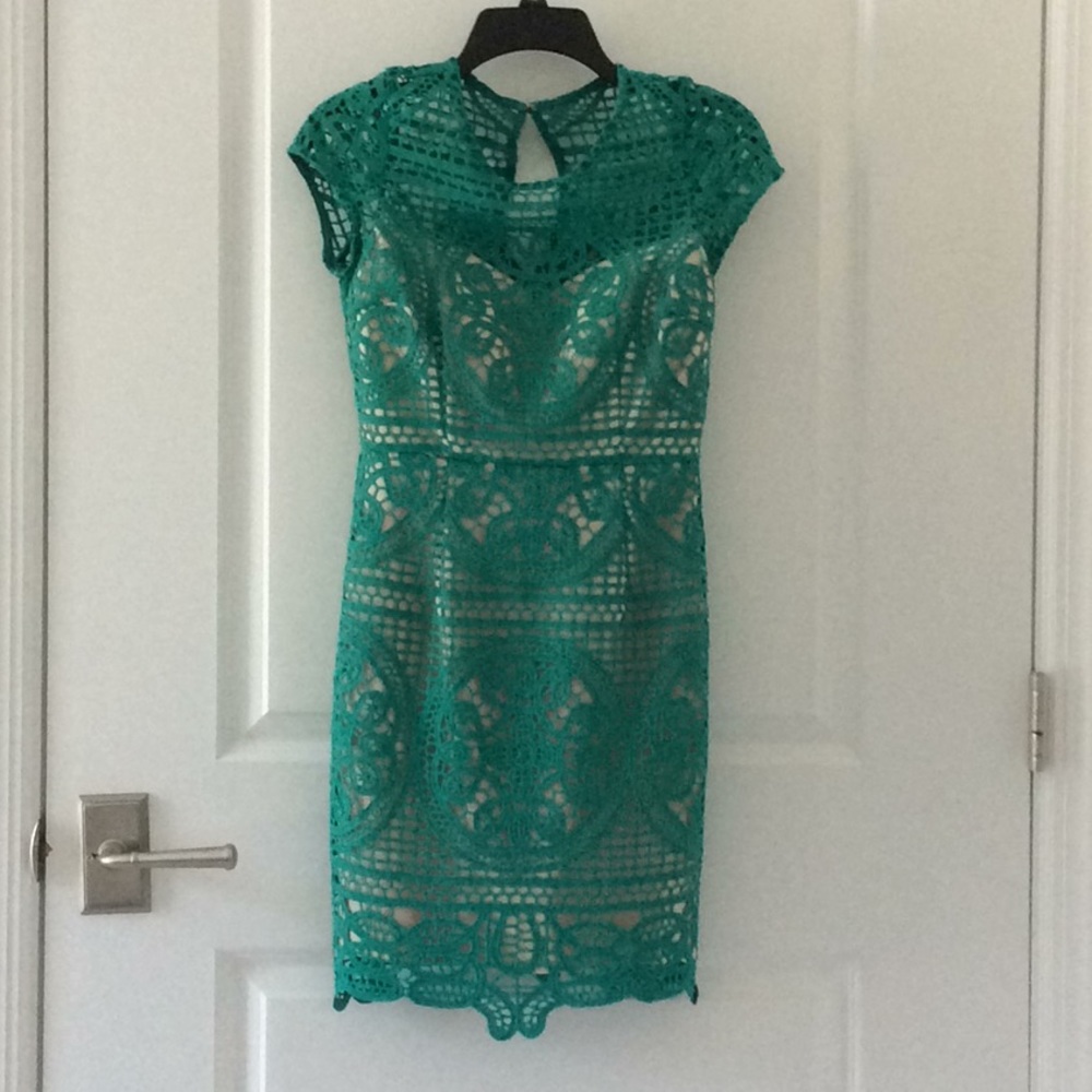 New with Tags!Minuet lace dress,Green/beige lining